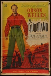 5p422 CITIZEN KANE Argentinean R1940s great full-length art of star & director Orson Welles!