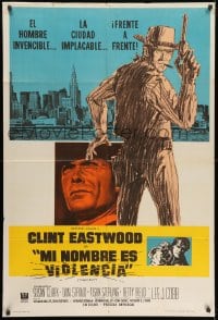 5p427 COOGAN'S BLUFF black title Argentinean 1968 different art of Clint Eastwood in New York, rare!