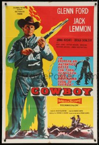 5p430 COWBOY Argentinean 1958 Glenn Ford & Jack Lemmon western, different image, rare!