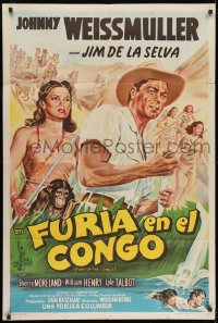 5p460 FURY OF THE CONGO Argentinean 1951 Johnny Weissmuller as Jungle Jim & sexy Sherry Moreland!