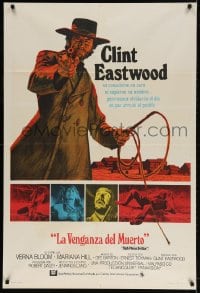 5p470 HIGH PLAINS DRIFTER Argentinean 1973 classic art of Clint Eastwood holding gun & whip!