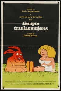 5p493 LE CHAUD LAPIN Argentinean 1974 wacky cartoon art of rabbit & half-naked girl, rare!