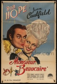 5p512 MONSIEUR BEAUCAIRE Argentinean 1946 great close up of Bob Hope kissing pretty Joan Caulfield!