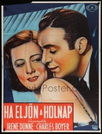 5p015 WHEN TOMORROW COMES Hungarian 37x49 1940 great romantic c/u art of Irene Dunne & Charles Boyer