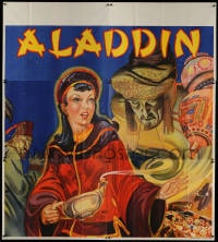 5p064 ALADDIN stage play English 6sh 1930s art of female lead with genie, lamp & treasure!
