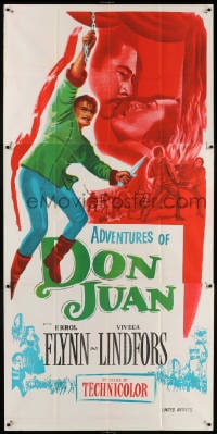 5p001 ADVENTURES OF DON JUAN Indian 3sh R1950s Errol Flynn made history when he made love to Lindfors!