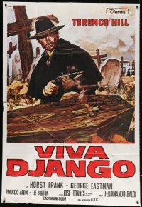 5p233 DJANGO PREPARE A COFFIN Italian 1p R1980s Gasparri art of Terence Hill as Django by coffin!