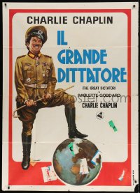 5p253 GREAT DICTATOR Italian 1p R1970s great art of Charlie Chaplin as Hynkel by Luca Crovato!