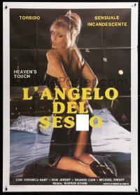 5p257 HEAVEN'S TOUCH Italian 1p 1987 full-length sexy Veronica Hart removing her little black dress