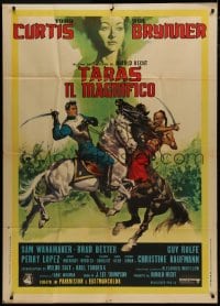 5p351 TARAS BULBA Italian 1p R1970s great art of Tony Curtis & Yul Brynner clashing on horses!