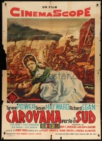 5p364 UNTAMED Italian 1p 1955 DeAmicis art of Tyrone Power & Susan Hayward in Africa with natives!
