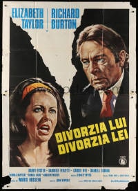 5p143 DIVORCE HIS DIVORCE HERS Italian 2p 1973 different art of Elizabeth Taylor & Richard Burton!