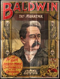 5p007 SAMRI BALDWIN 82x109 magic poster 1898 great art of magician surrounded by Death, rare!