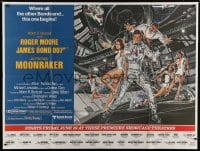 5p053 MOONRAKER subway poster 1979 art of Roger Moore as James Bond & sexy space babes by Goozee!