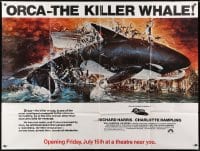5p054 ORCA subway poster 1977 wild artwork of attacking Killer Whale by John Berkey!