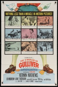 5r004 3 WORLDS OF GULLIVER 1sh 1960 Ray Harryhausen fantasy classic, art of giant Kerwin Mathews!