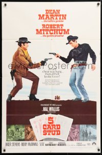 5r013 5 CARD STUD 1sh 1968 Dean Martin & Robert Mitchum play poker & point guns at each other!