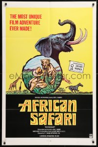 5r022 AFRICAN SAFARI 1sh 1969 jungle documentary, cool art of wild animals!