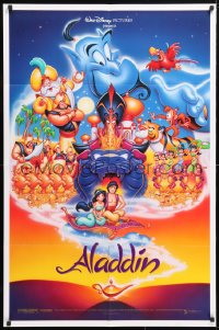 5r025 ALADDIN DS 1sh 1992 Walt Disney Arabian fantasy cartoon, Calvin Patton art of cast!