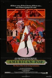 5r037 AMERICAN POP 1sh 1981 cool rock & roll art by Wilson McClean & Ralph Bakshi!
