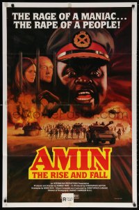5r039 AMIN THE RISE & FALL 1sh 1982 Joseph Olita as maniac dictator Idi Amin, great art!