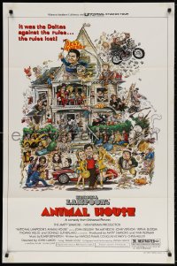 5r043 ANIMAL HOUSE style B 1sh 1978 John Belushi, John Landis classic, art by Rick Meyerowitz!