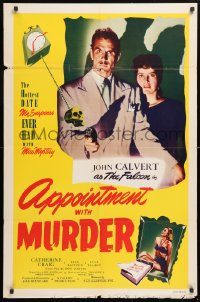 5r053 APPOINTMENT WITH MURDER 1sh 1948 Calvert as The Falcon makes a date w/the thrill of his life!