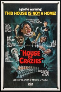 5r058 ASYLUM 1sh R1980 Peter Cushing, Britt Ekland, horror, House of Crazies!