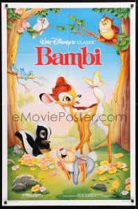5r067 BAMBI 1sh R1988 Walt Disney cartoon deer classic, great Morrison art with Thumper & Flower!