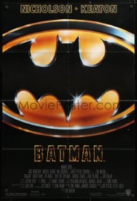 5r074 BATMAN 1sh 1989 directed by Tim Burton, cool image of Bat logo, new credit design!