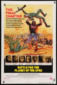 5r075 BATTLE FOR THE PLANET OF THE APES 1sh 1973 great sci-fi artwork of war between apes & humans!