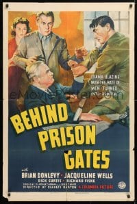 5r079 BEHIND PRISON GATES 1sh 1939 Brian Donlevy, Jacqueline Wells, cool art from crime thriller!