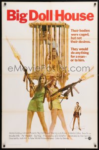 5r105 BIG DOLL HOUSE int'l 1sh 1971 artwork of Pam Grier whose body was caged, but not her desires!