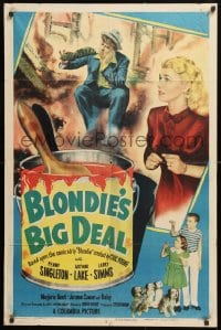 5r137 BLONDIE'S BIG DEAL 1sh 1949 cool artwork of Penny Singleton & Arthur Lake as Dagwood!
