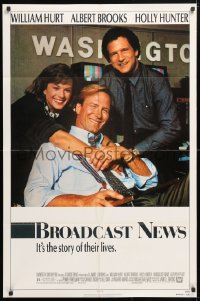 5r156 BROADCAST NEWS 1sh 1987 news team William Hurt, Holly Hunter & Albert Brooks!