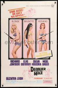 5r244 DEADLIER THAN THE MALE 1sh 1967 art of sexy Elke Sommer & Sylva Koscina with spear guns!