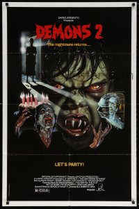5r256 DEMONS 2 1sh 1987 written & produced by Dario Argento, Lamberto Bava, C.W. Taylor horror art!