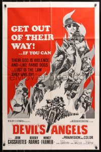 5r267 DEVIL'S ANGELS 1sh 1967 Corman, Cassavetes, their god is violence, lust the law they live by