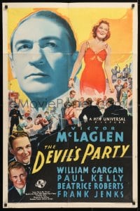 5r268 DEVIL'S PARTY 1sh 1938 professional gambler Victor McLaglen with pretty Beatrice Roberts!