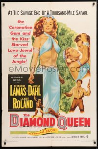 5r271 DIAMOND QUEEN 1sh 1953 artwork of super sexy love-jewel jungle beauty Arlene Dahl!