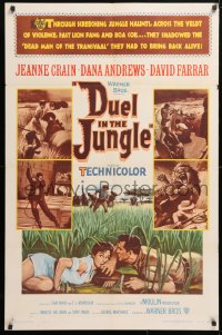 5r305 DUEL IN THE JUNGLE 1sh 1954 Dana Andrews, sexy Jeanne Crain, African adventure artwork!