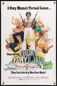 5r314 EBONY, IVORY & JADE 1sh 1976 great art of 3 Foxy Mamas turned loose!