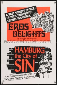 5r321 EROS DELIGHTS/HAMBURG THE CITY OF SIN 1sh 1970s uninhibited pleasure in sizzling eroticolor!