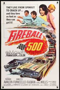 5r340 FIREBALL 500 1sh 1966 race car driver Frankie Avalon & sexy Annette Funicello!