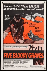 5r345 FIVE BLOODY GRAVES 1sh 1970 most sadistic and sensual slaughter the West ever witnessed!