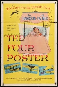 5r360 FOUR POSTER 1sh 1952 art of Rex Harrison & Lilli Palmer together in bed!