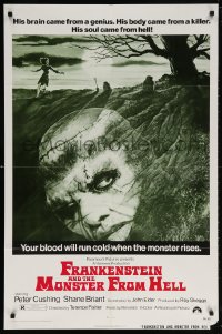 5r361 FRANKENSTEIN & THE MONSTER FROM HELL 1sh 1974 your blood will run cold when he rises!