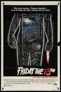 5r365 FRIDAY THE 13th 1sh 1980 great Alex Ebel art, slasher classic, 24 hours of terror!