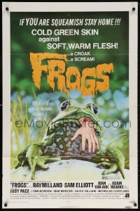 5r367 FROGS 1sh 1972 great horror art of man-eating amphibian, if you are squeamish stay home!