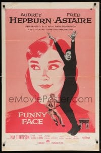 5r373 FUNNY FACE 1sh 1957 art of Audrey Hepburn close up & full-length + Fred Astaire!